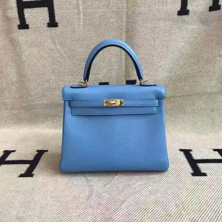 High Quality Hermes Retourne Kelly Bag  25CM 2T Blue Paradise Epsom Leather
