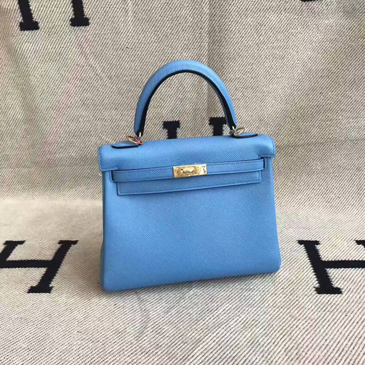 High Quality Hermes Retourne Kelly Bag 25CM 2T Blue Paradise Epsom Leather