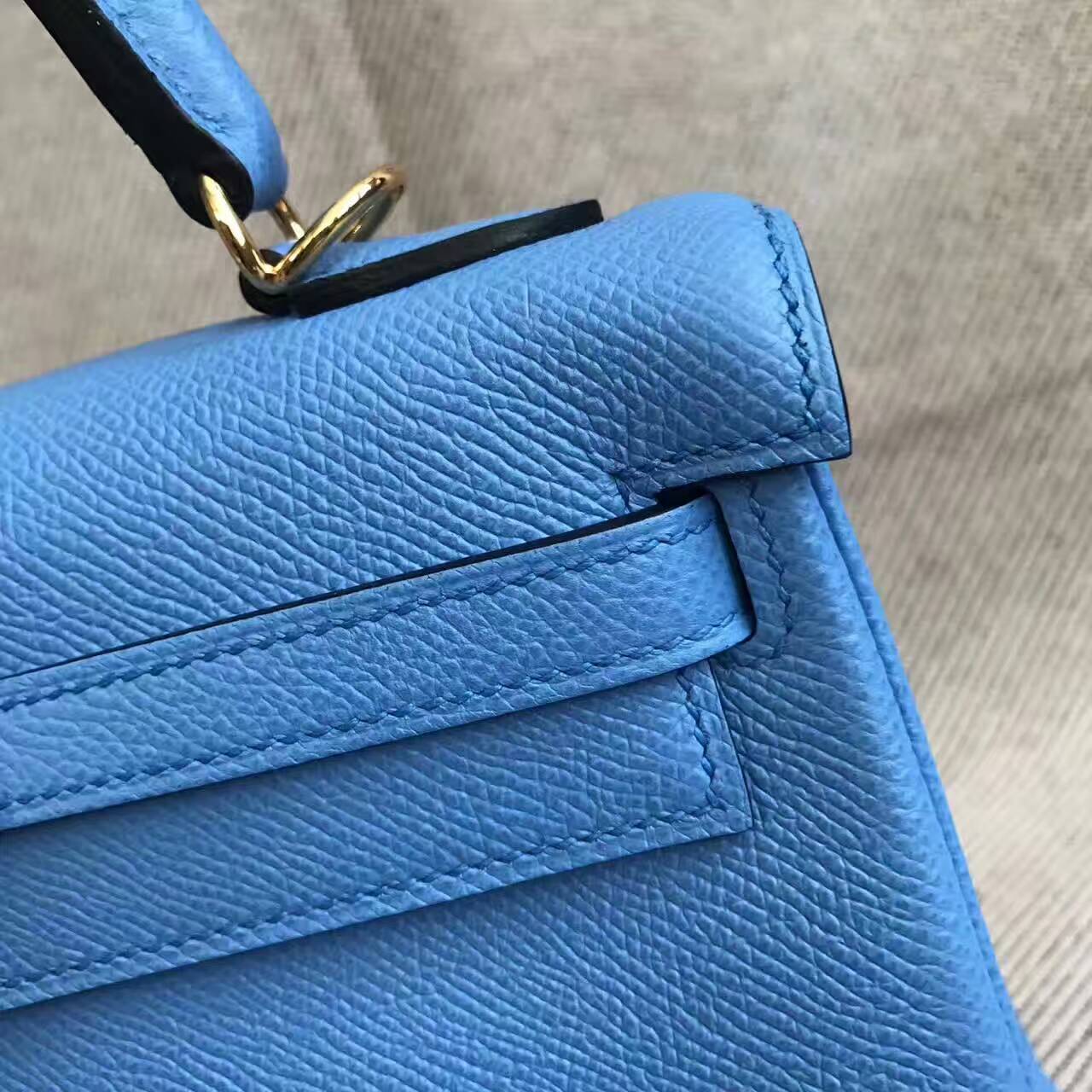 High Quality Hermes Retourne Kelly Bag 25CM 2T Blue Paradise Epsom Leather