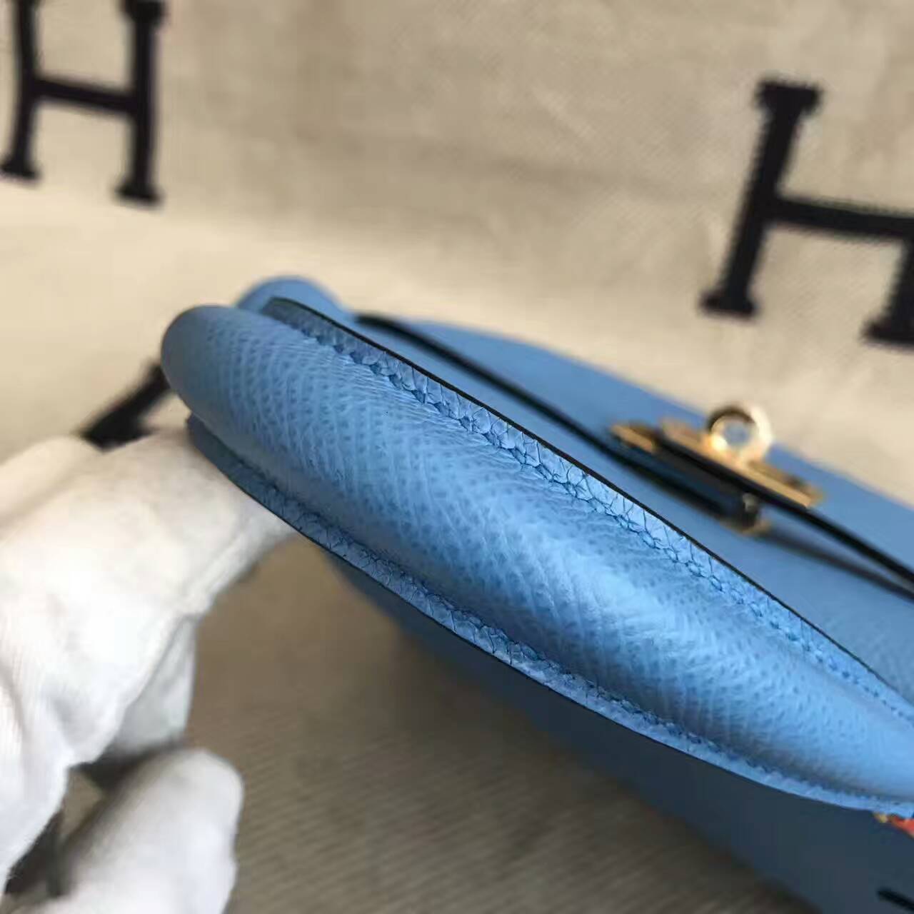 High Quality Hermes Retourne Kelly Bag 25CM 2T Blue Paradise Epsom Leather