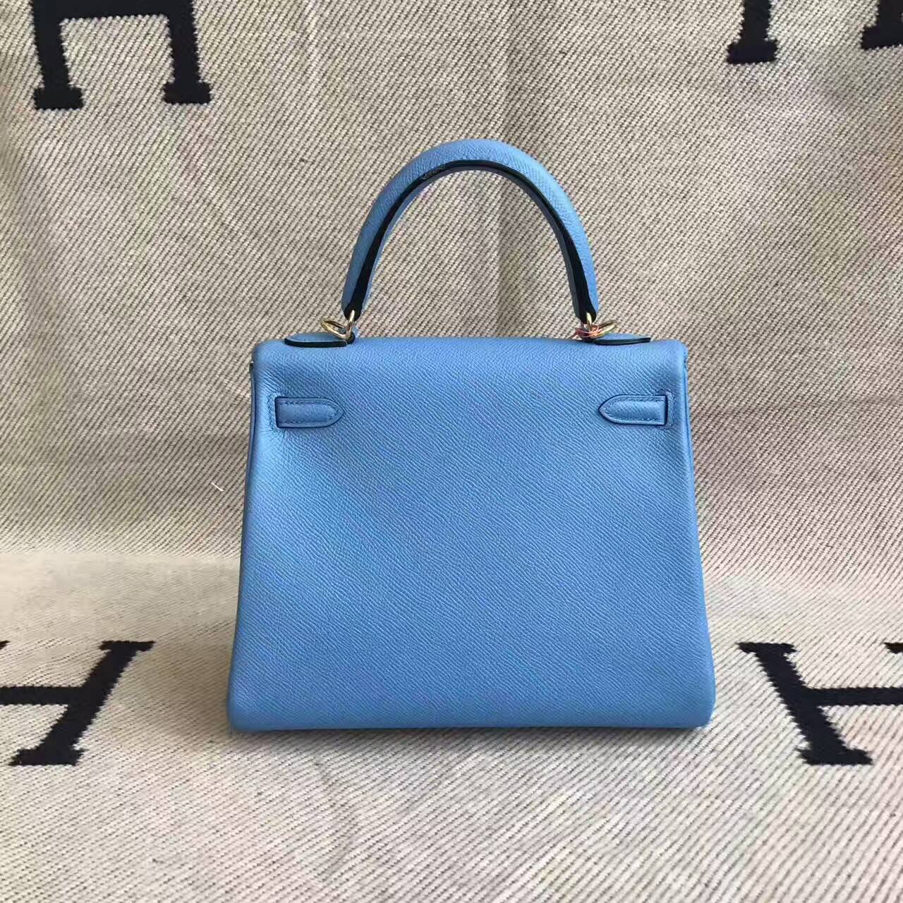 High Quality Hermes Retourne Kelly Bag 25CM 2T Blue Paradise Epsom Leather