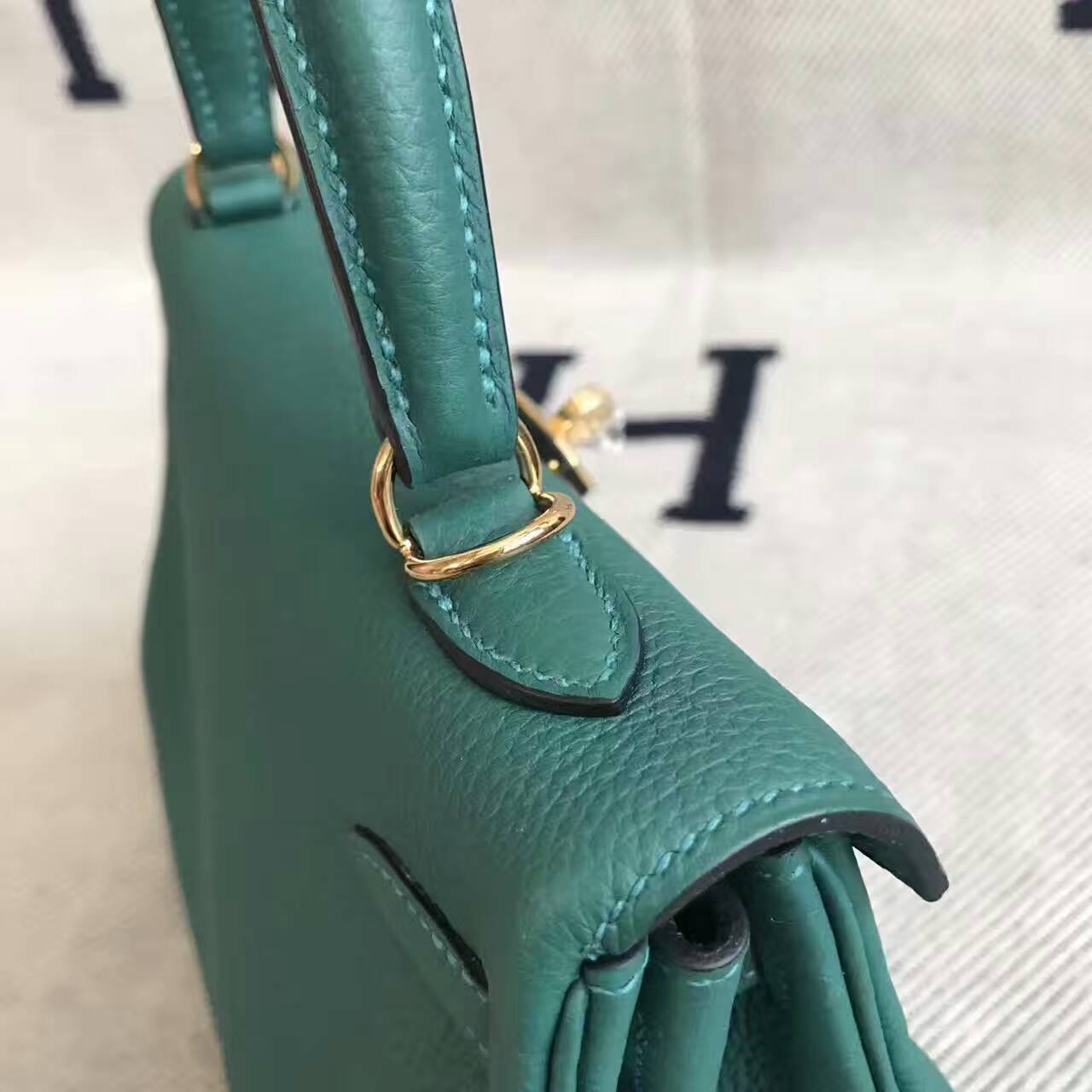Wholesale Hermes Kelly Bag 25CM Z6 Malachite Green Togo Leather
