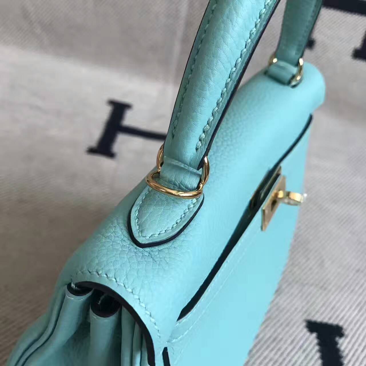 Hermes 3P Blue Attol Togo Calfskin Leather Retourne Kelly Bag 25CM