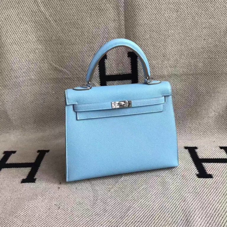 Hermes 7N Candy Blue Epsom Leather Kelly Bag  25CM