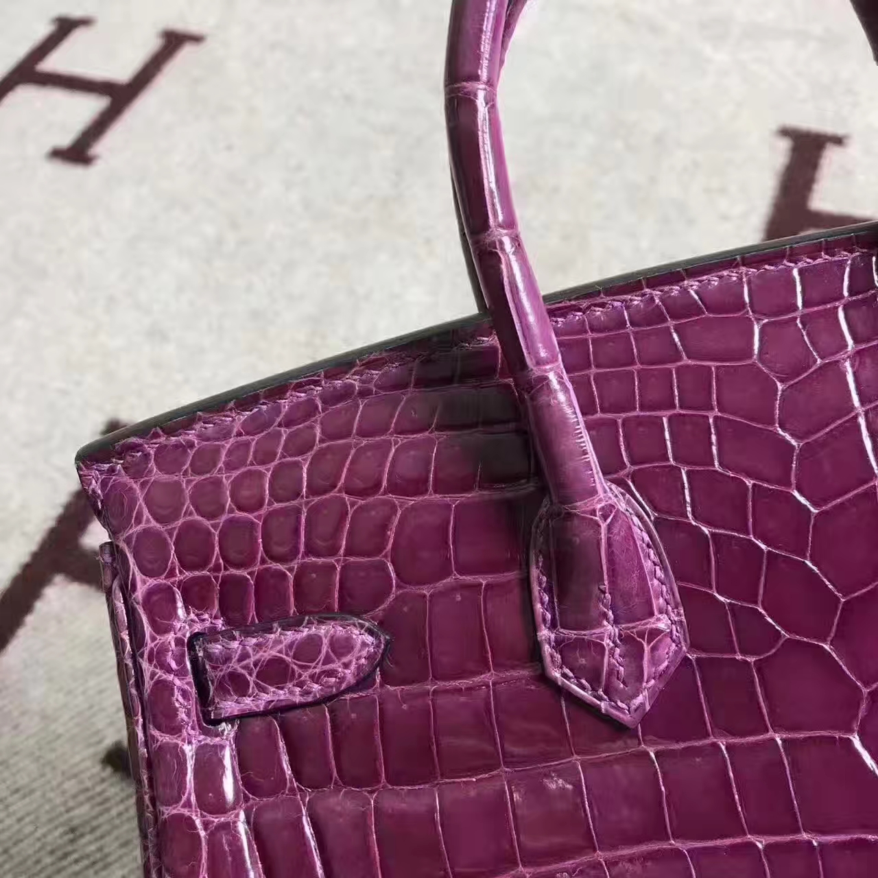 On Sale Hermes Fuchsia Crocodile Shiny Leather Birkin Bag 25cm