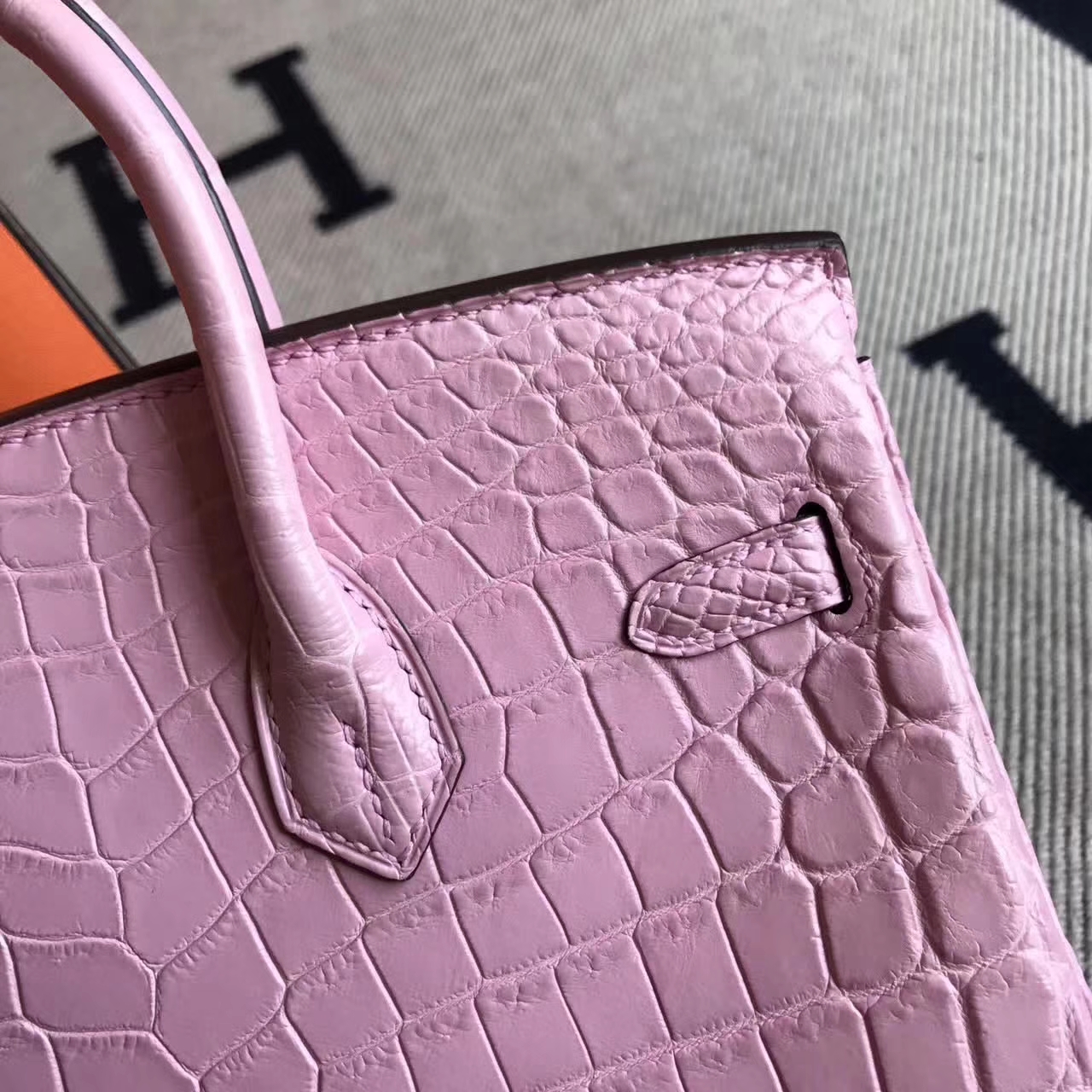 Pretty Wome&#8217;s Bag Hermes 5P Rose Sakura Crocodile Matt Birkin Bag 25cm