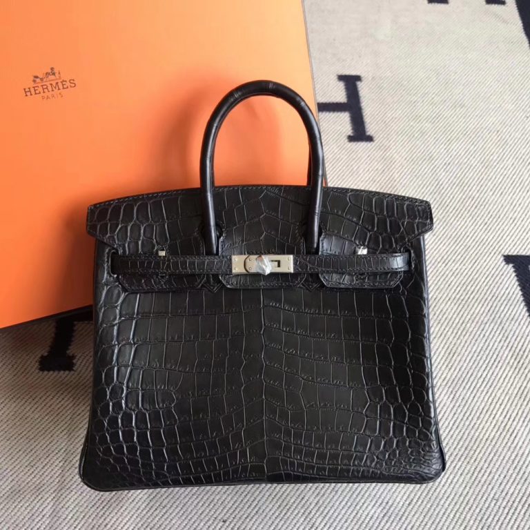 Hermes Classic Birkin Bag in CK89 Black Crocodile Matt Leather
