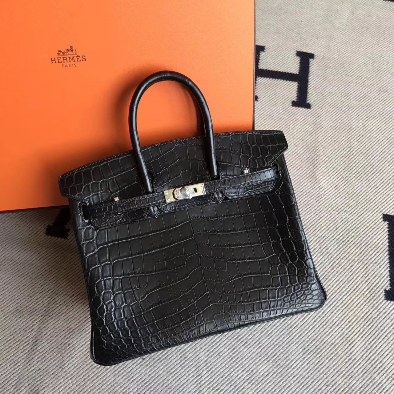 Wholesale Hermes Classic Birkin Bag in CK89 Black Crocodile Matt Leather