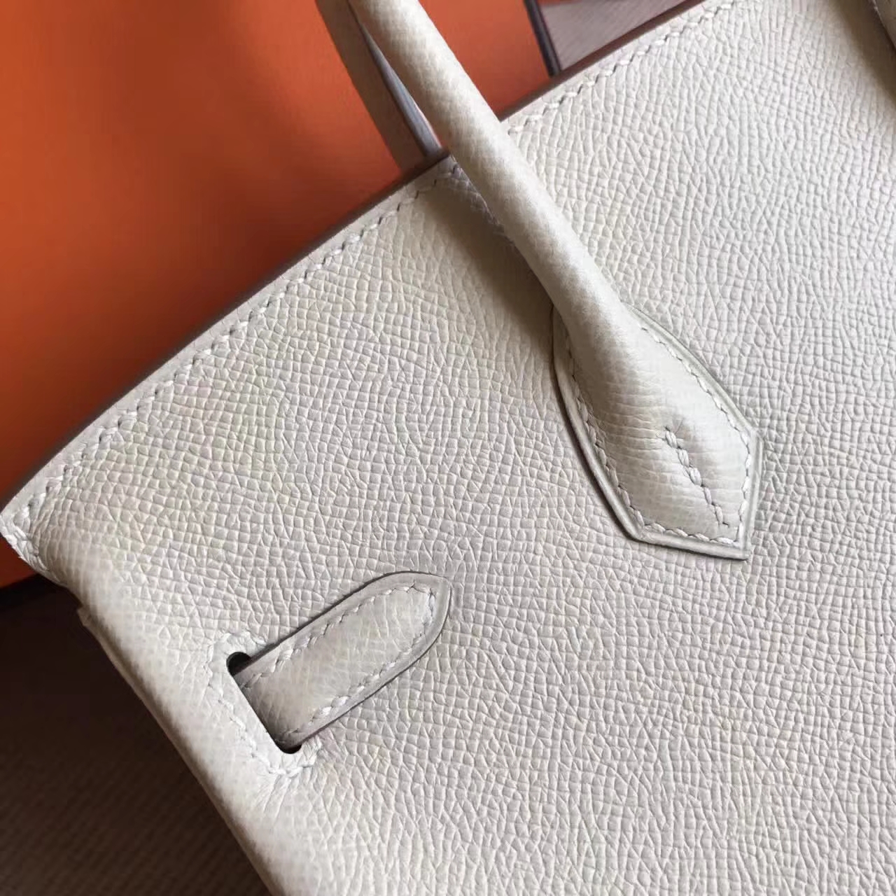 Sale Hermes CK10 Carie White Epsom Leather Birkin25cm Bag Silver Hardware