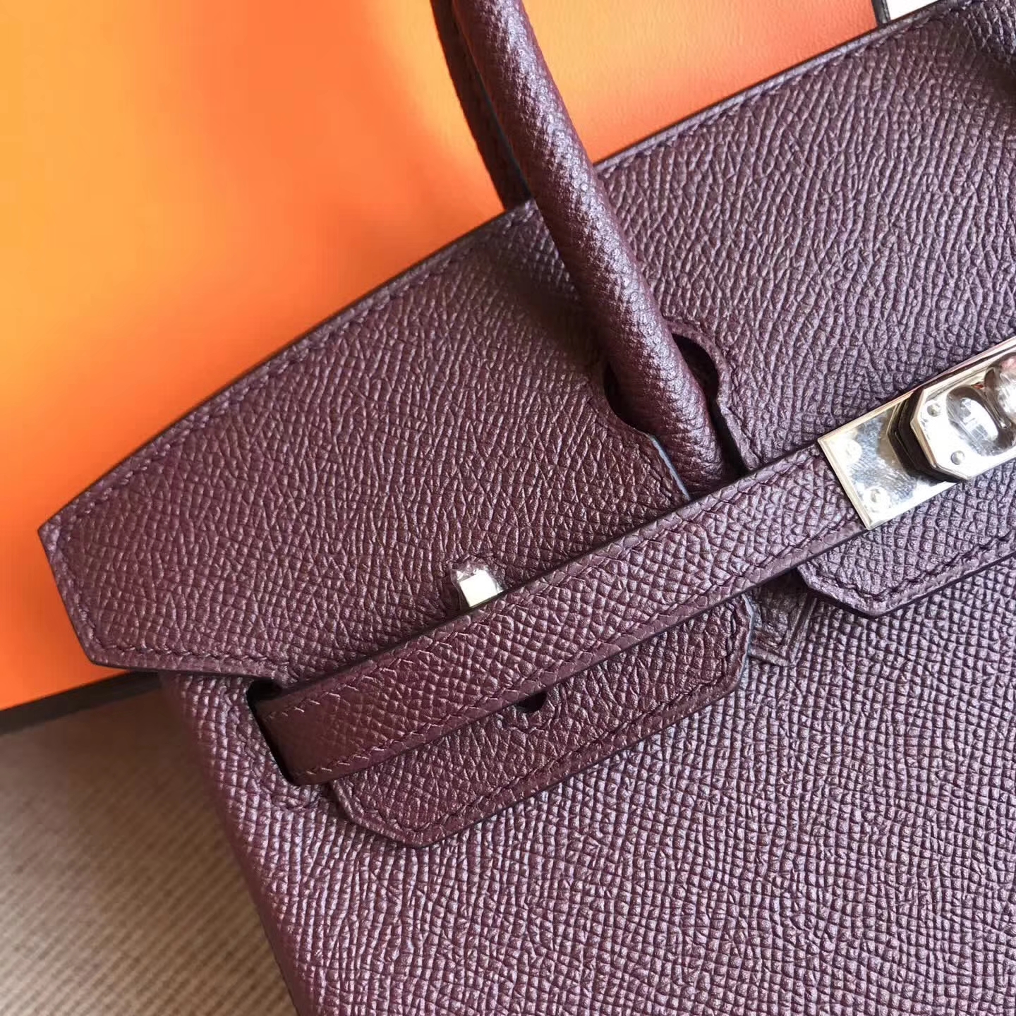 Sale Hermes Birkin25cm Bag in CK57 Bordeaux Epsom Leather Silver Hardware