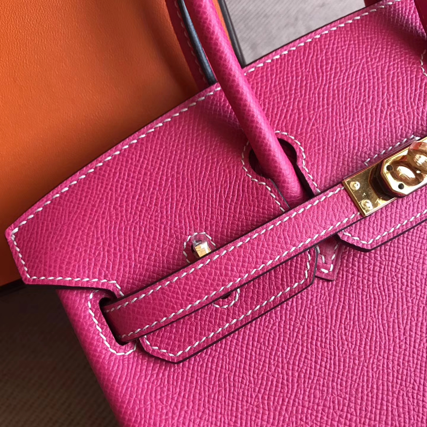 Pretty Hermes E5 Rose Tyrien Epsom Leather Birkin Bag25cm Gold Hardware