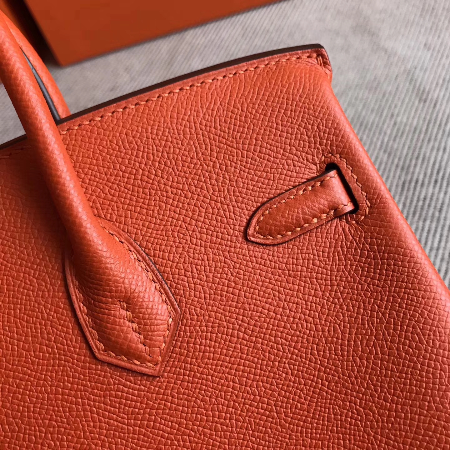 Wholesale Hermes 93 Orange Epsom Leather Birkin25cm Bag Gold Hardware