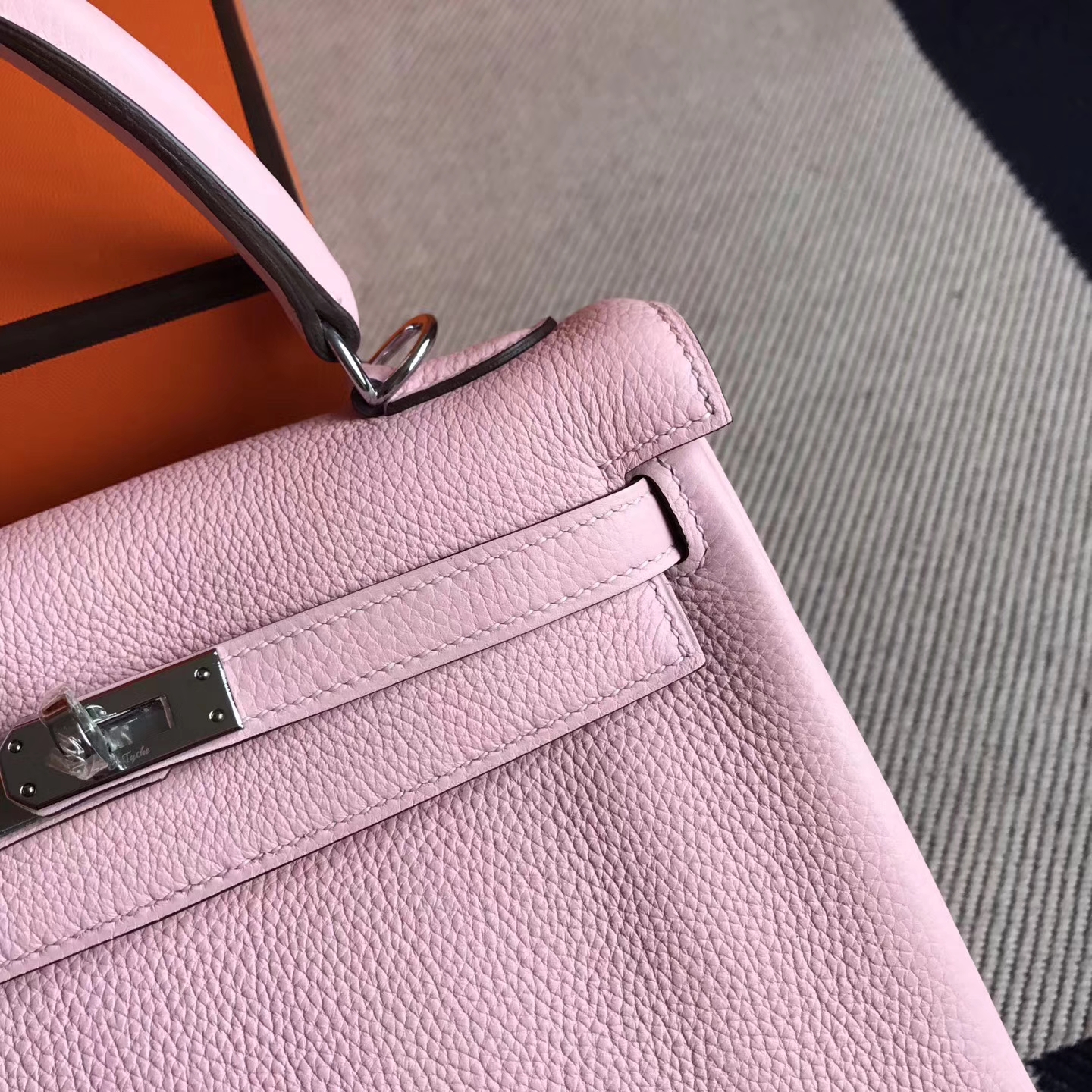 Pretty Hermes 3Q New Pink Togo Leather Kelly Handbag25cm Silver Hardware