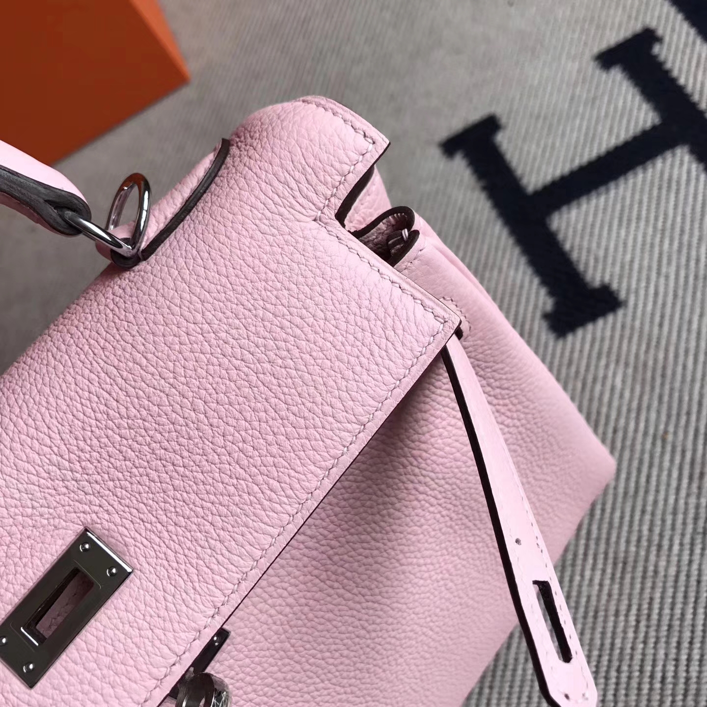 Pretty Hermes 3Q New Pink Togo Leather Kelly Handbag25cm Silver Hardware