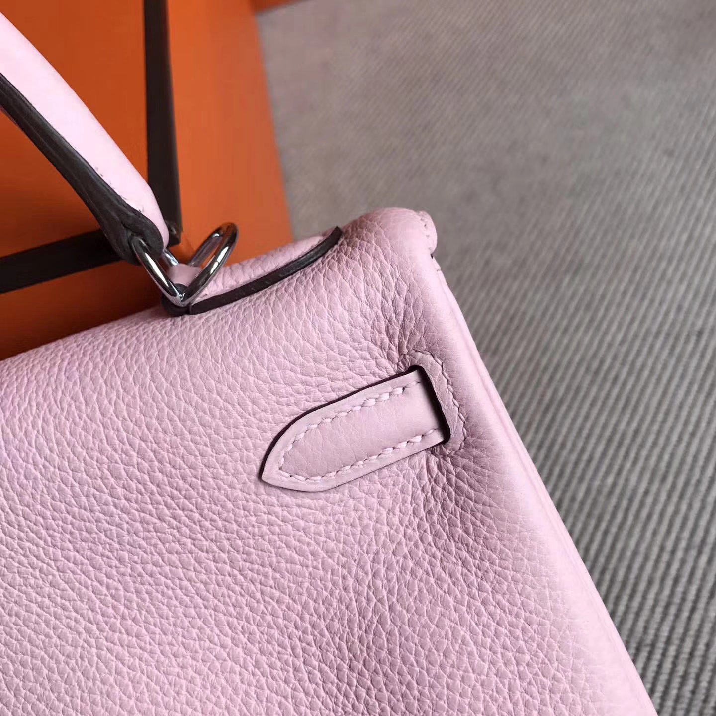 Pretty Hermes 3Q New Pink Togo Leather Kelly Handbag25cm Silver Hardware
