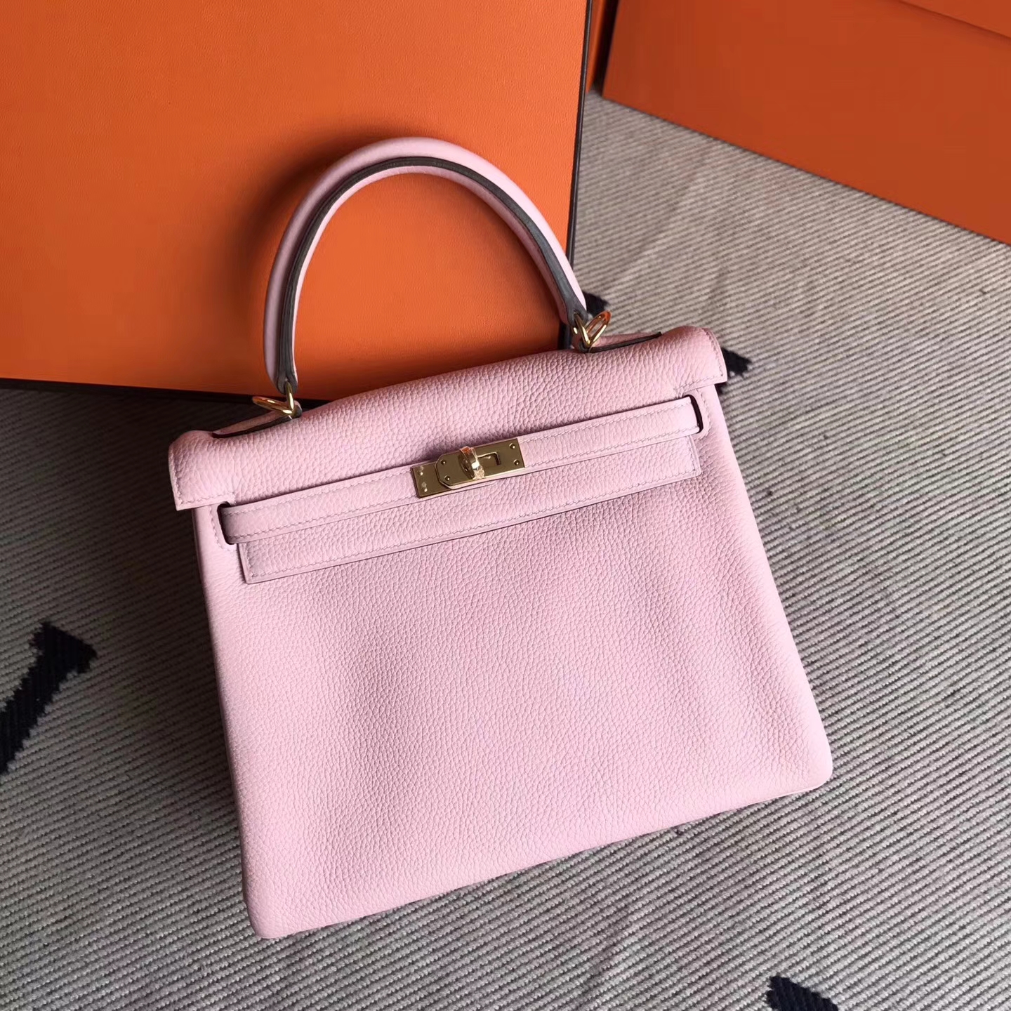On Sale Hermes 3Q New Pink Togo Leather Kelly25cm Handbag Gold Hardware
