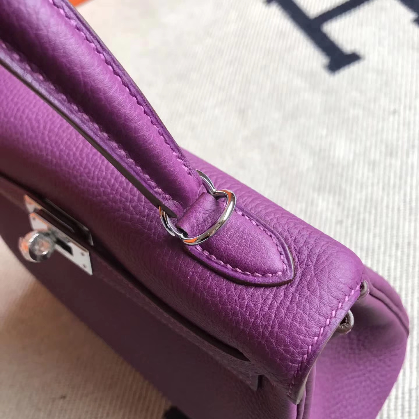 Discount Hermes P9 Anemone Purple Togo Calfskin Kelly25cm Tote Bag