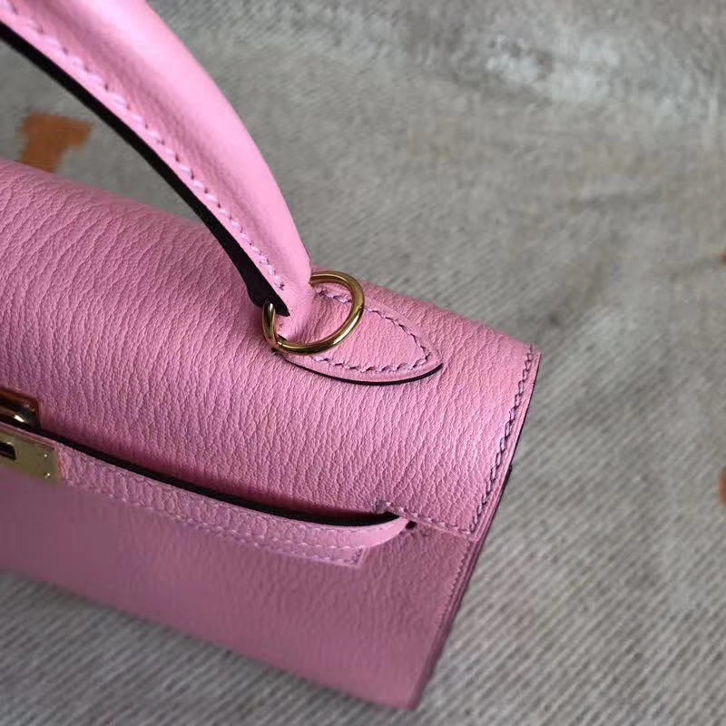 Pretty Hermes 1Q Rose Confetti Chevre Leather Sellier Kelly Bag25cm