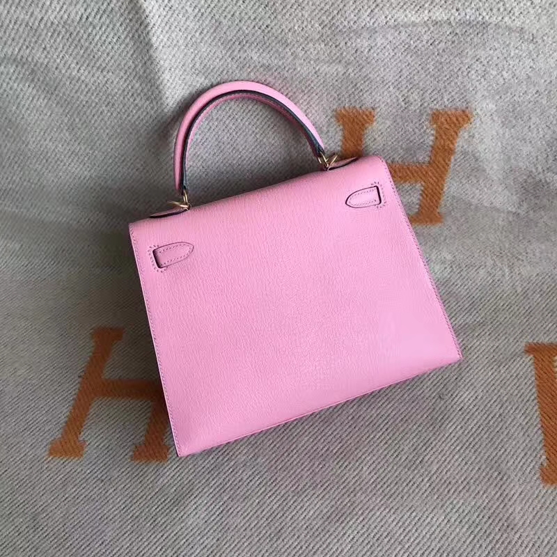Pretty Hermes 1Q Rose Confetti Chevre Leather Sellier Kelly Bag25cm