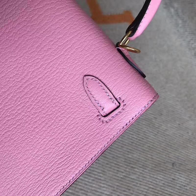 Pretty Hermes 1Q Rose Confetti Chevre Leather Sellier Kelly Bag25cm