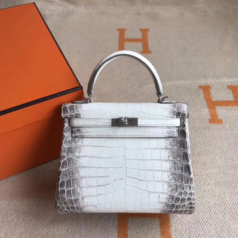 Hermes Himalaya Crocodile Leather Kelly 25CM Tote Bag Silver Hardware