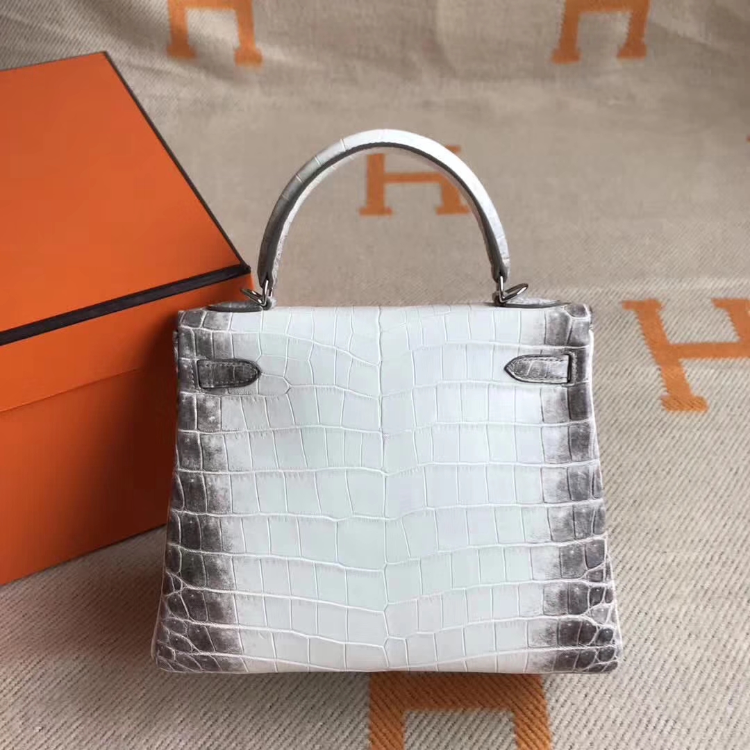 Luxury Hermes Himalaya Crocodile Leather Kelly25CM Tote Bag Silver Hardware