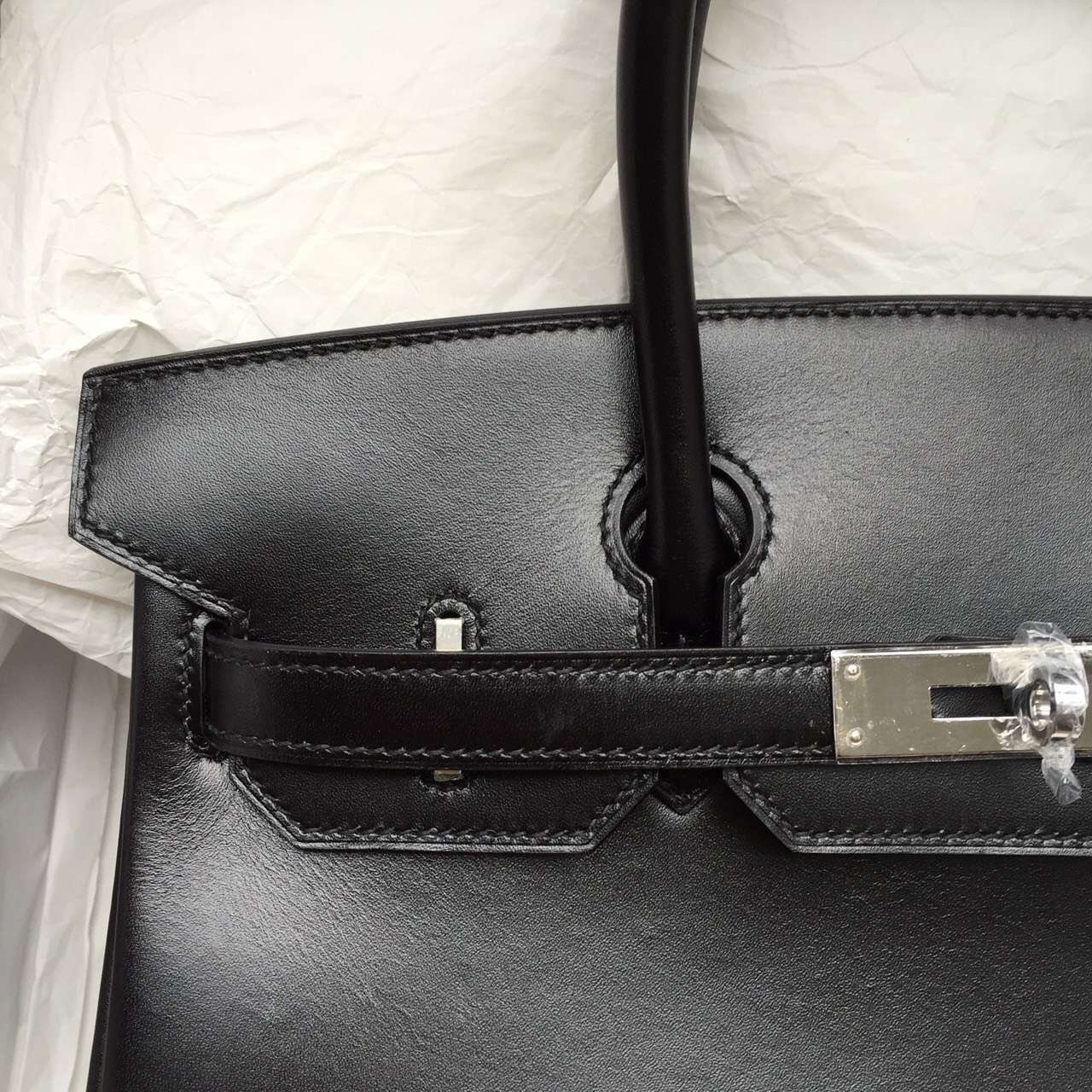 2015 New Hermes Birkin Bag 30CM in Black Box Leather Gold &#038; Silver Hardware Tote Bag