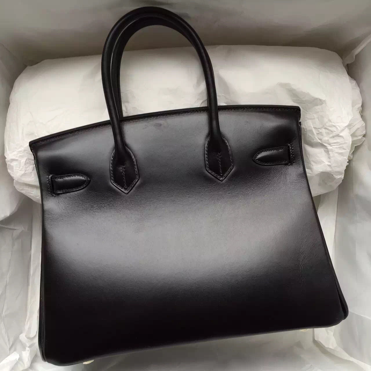 2015 New Hermes Birkin Bag 30CM in Black Box Leather Gold &#038; Silver Hardware Tote Bag