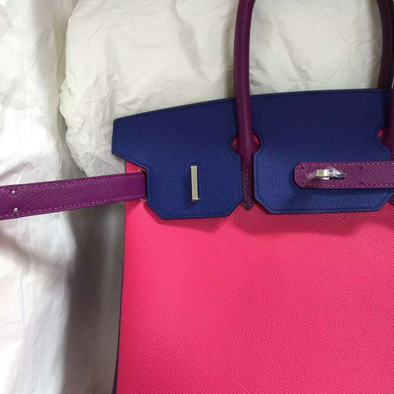 Cheap Hermes Color Blocking Epsom Calfskin Leather Birkin Bag 30CM Women&#8217;s Tote Bag