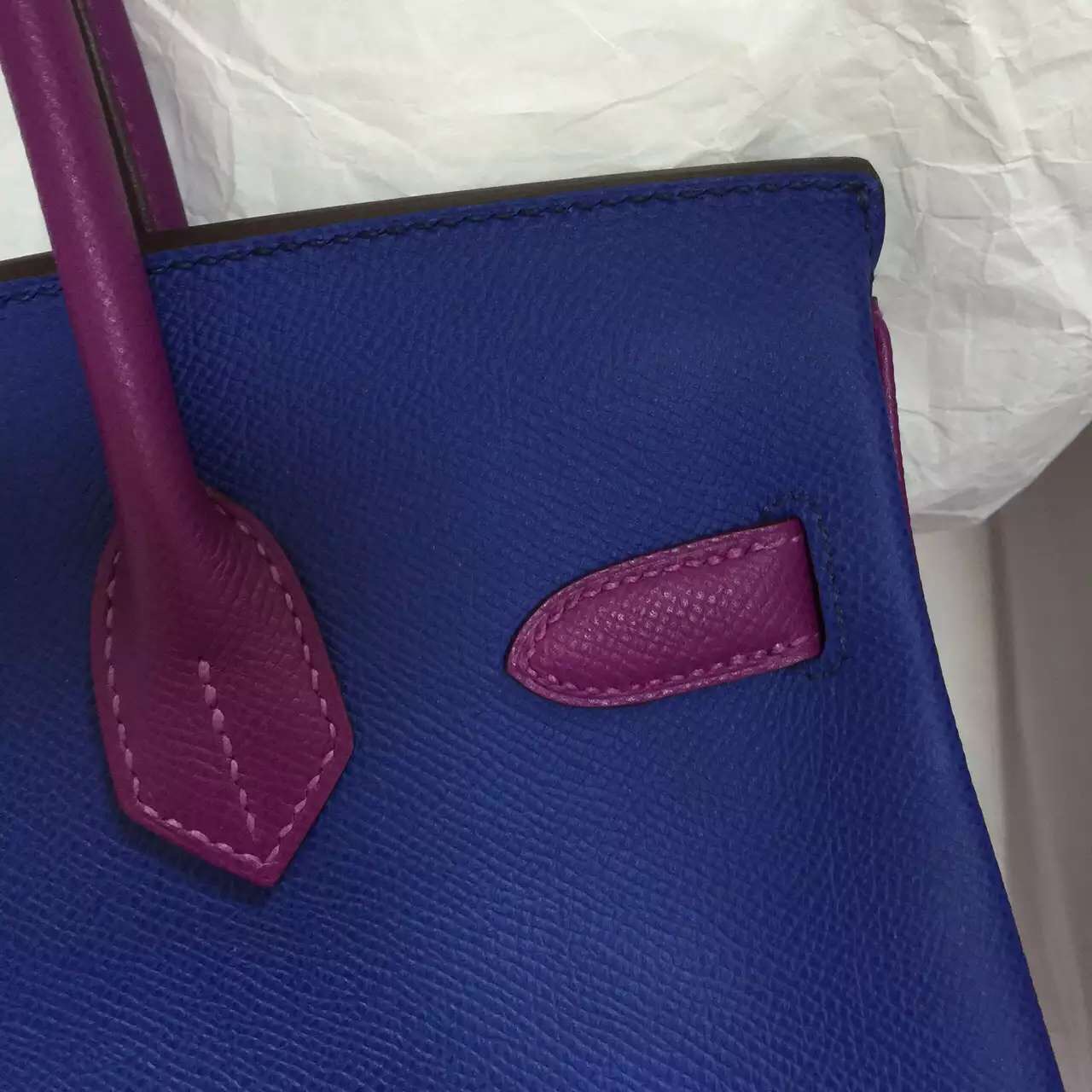 Cheap Hermes Color Blocking Epsom Calfskin Leather Birkin Bag 30CM Women&#8217;s Tote Bag