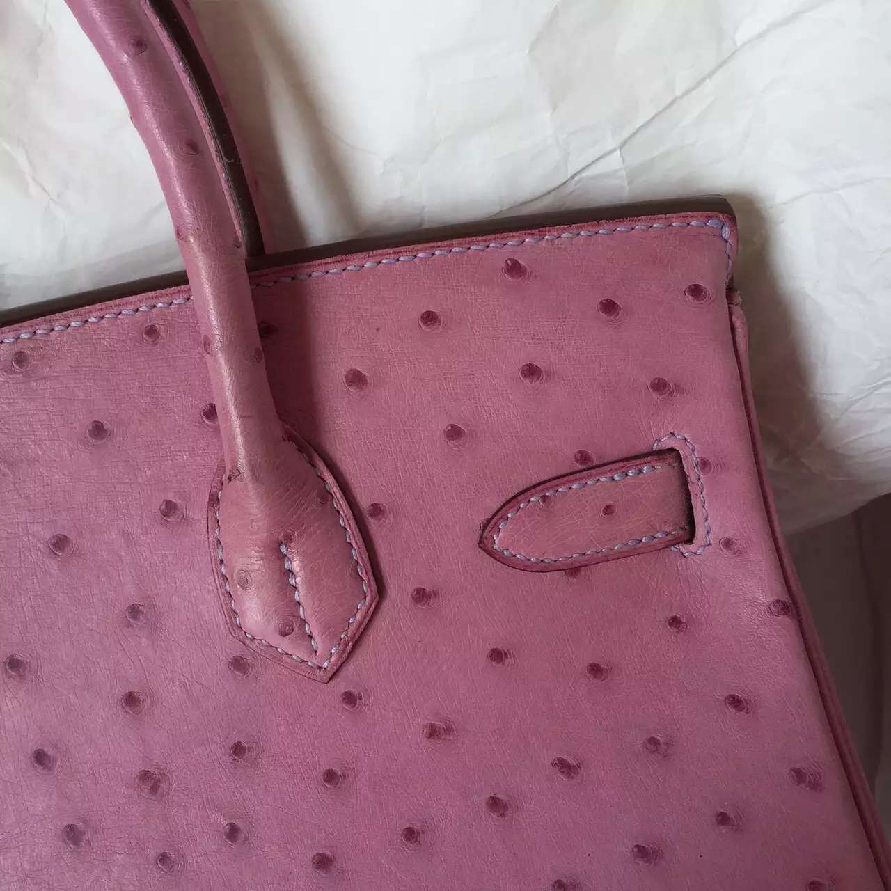 Wholesale Hermes Birkin Bag in Pink Purple Ostrich Leather Ladies&#8217; Handbag 30CM