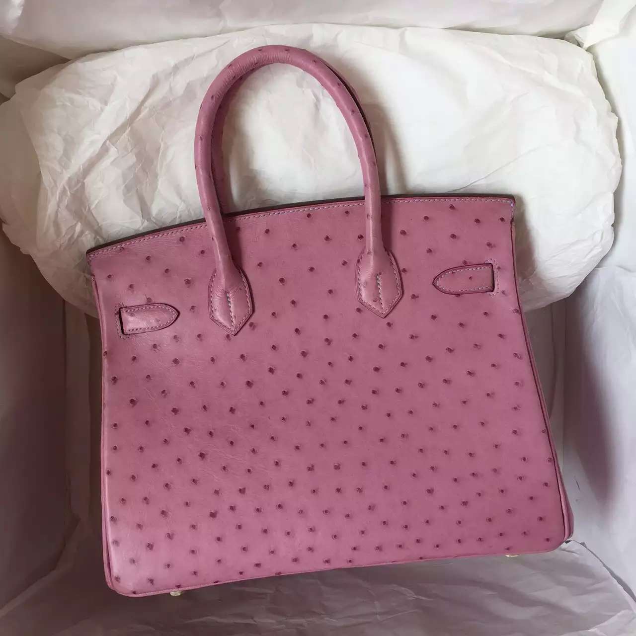 Wholesale Hermes Birkin Bag in Pink Purple Ostrich Leather Ladies’ Handbag 30CM