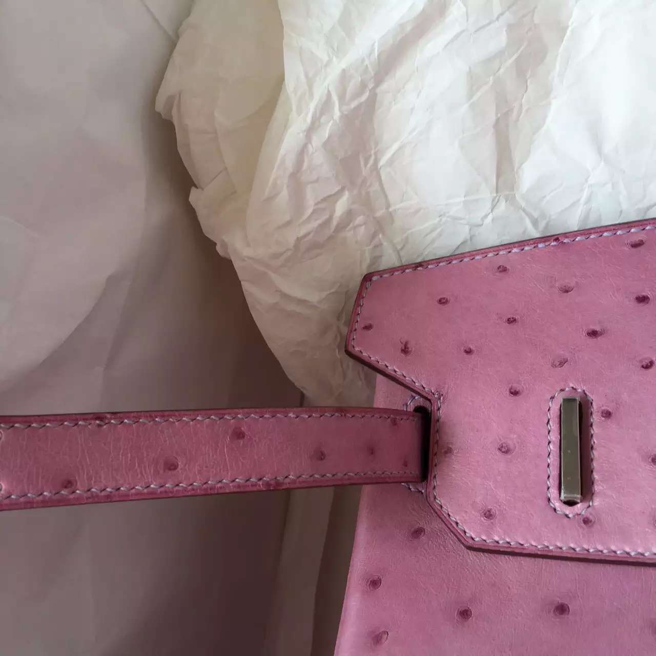 Wholesale Hermes Birkin Bag in Pink Purple Ostrich Leather Ladies&#8217; Handbag 30CM