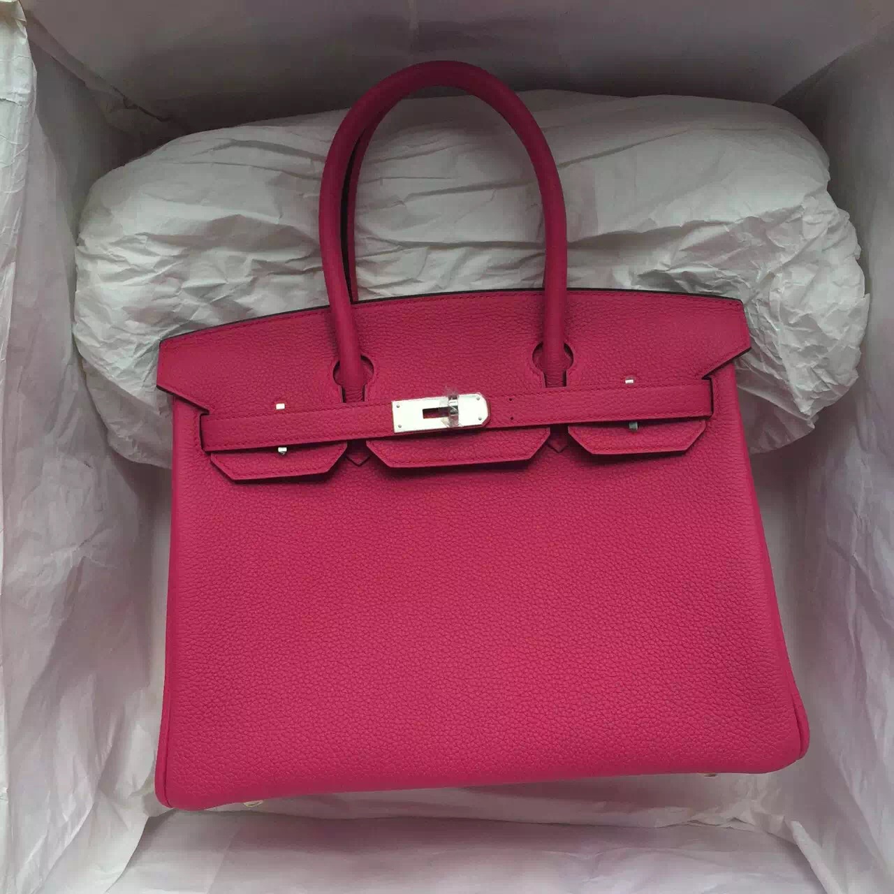 Wholesale Hermes 5R Hot Pink Togo Leather Birkin Bag 30CM Women&#8217;s Tote Bag