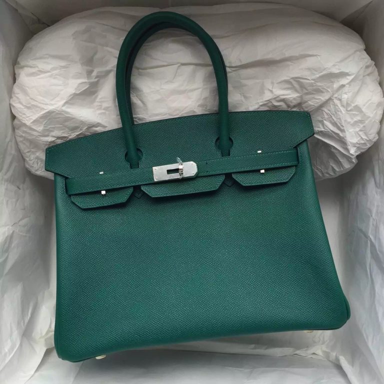 Hermes Z6 Malachite Color Epsom Leather Birkin Bag  30CM Womens Tote Bag