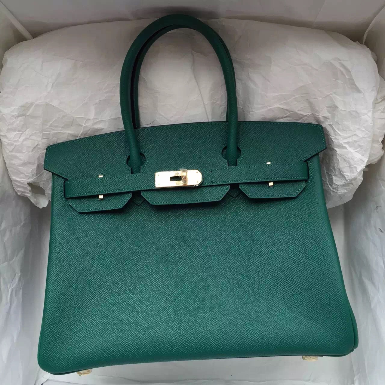 Wholesale Hermes Z6 Malachite Color Epsom Leather Birkin Bag 30CM Women&#8217;s Tote Bag