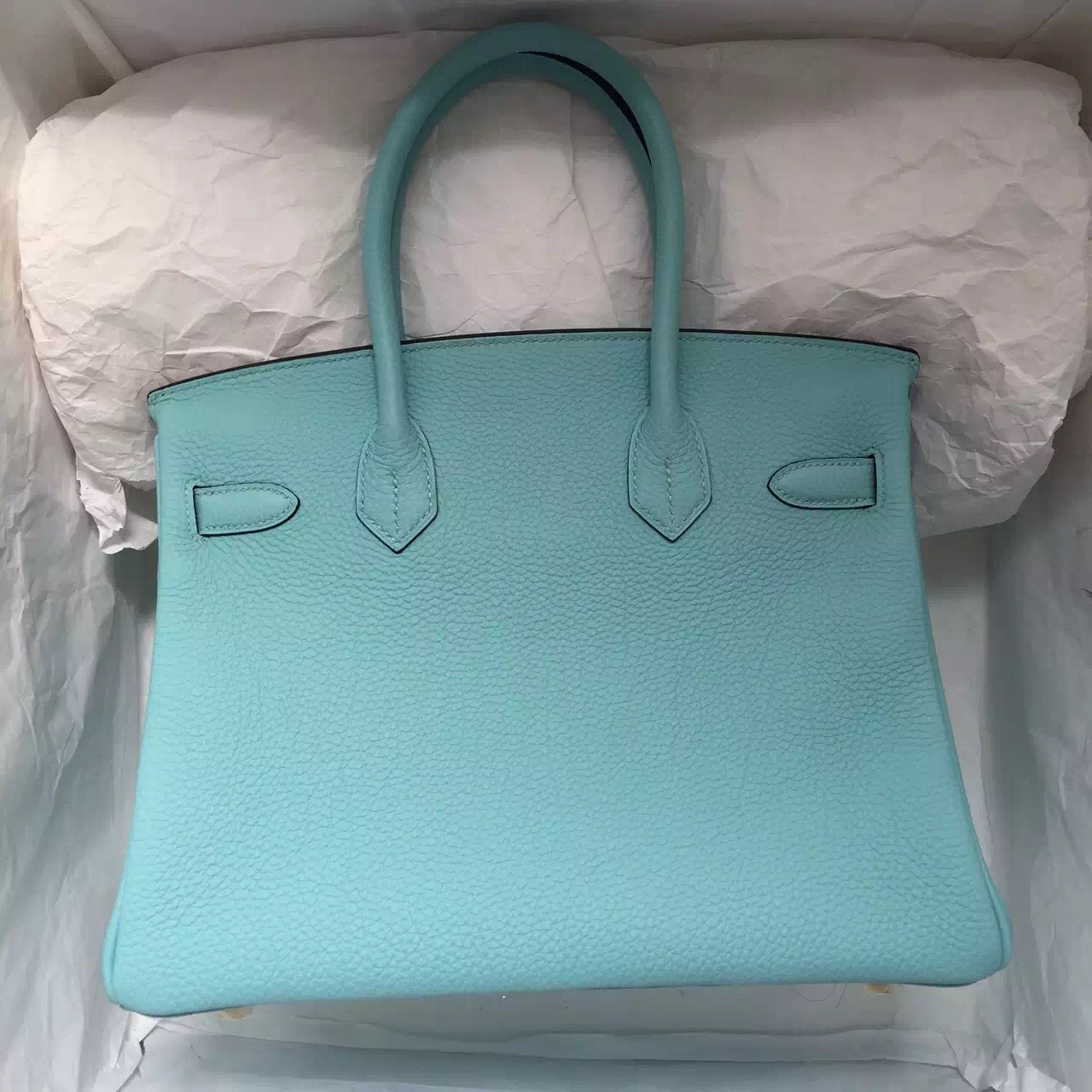 Discount Hermes 3P Lagon Blue Togo Leather Birkin Bag 30CM Fashion Women&#8217;s Handbag