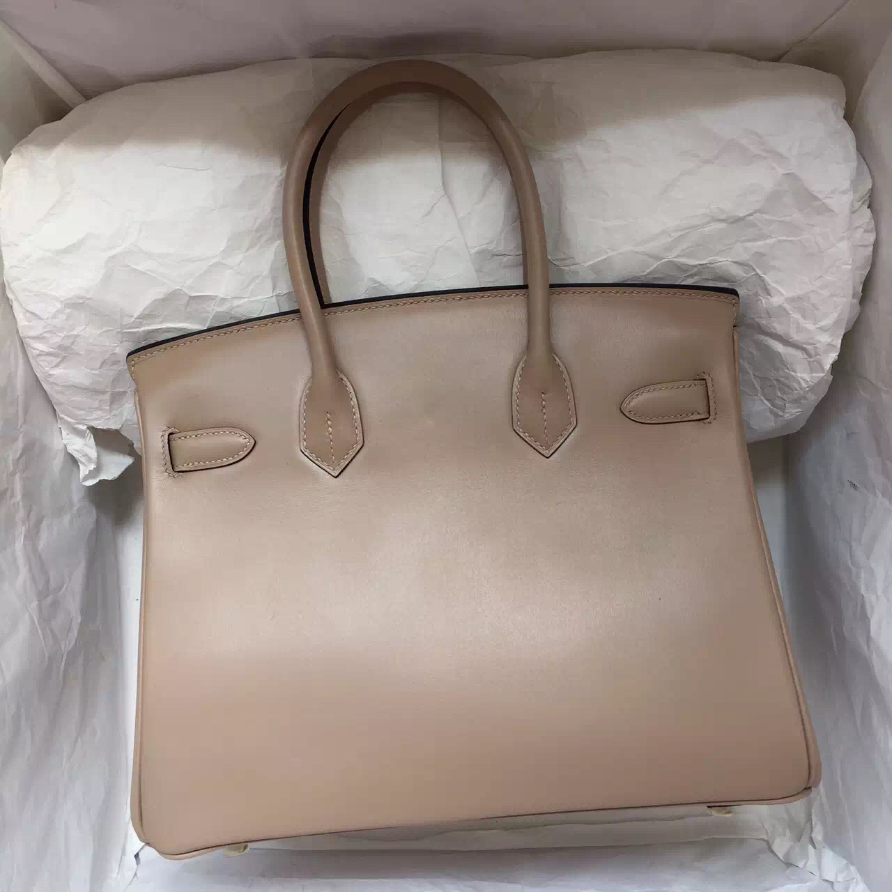 Luxury Hermes 1F Diamond Grey Box Calfskin Leather Birkin Bag 30CM Silver Hardware