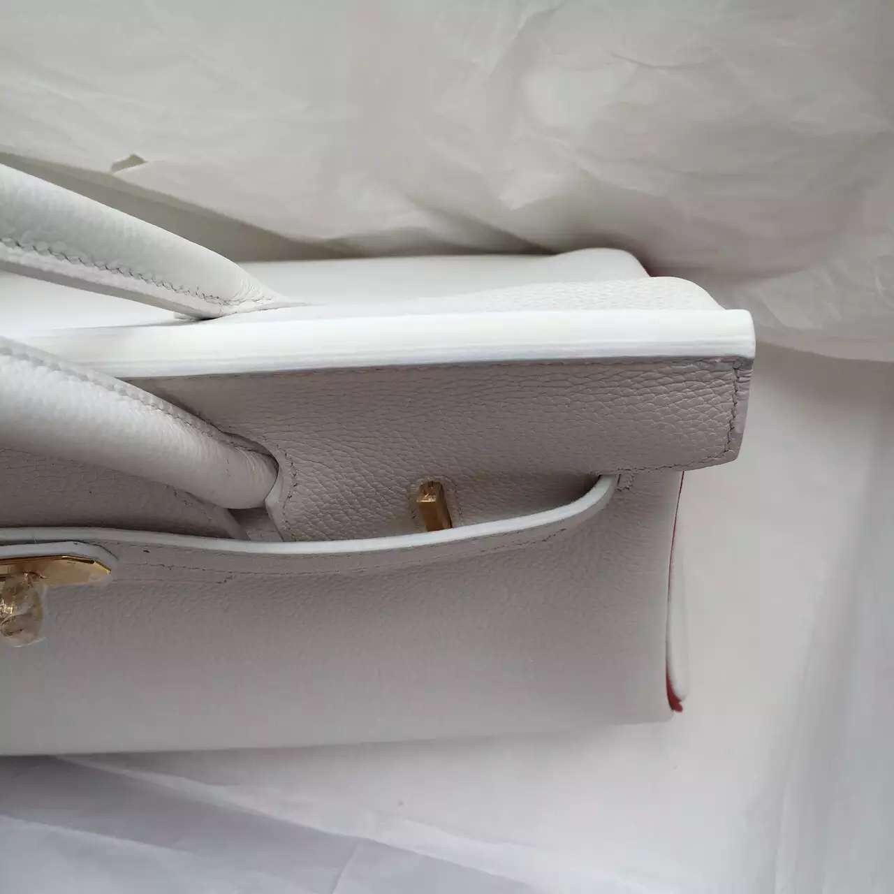Discount Hermes Birkin 30cm White &#038; Q5 Chinese Red Togo Calfskin Leather Ladies&#8217; Handbag