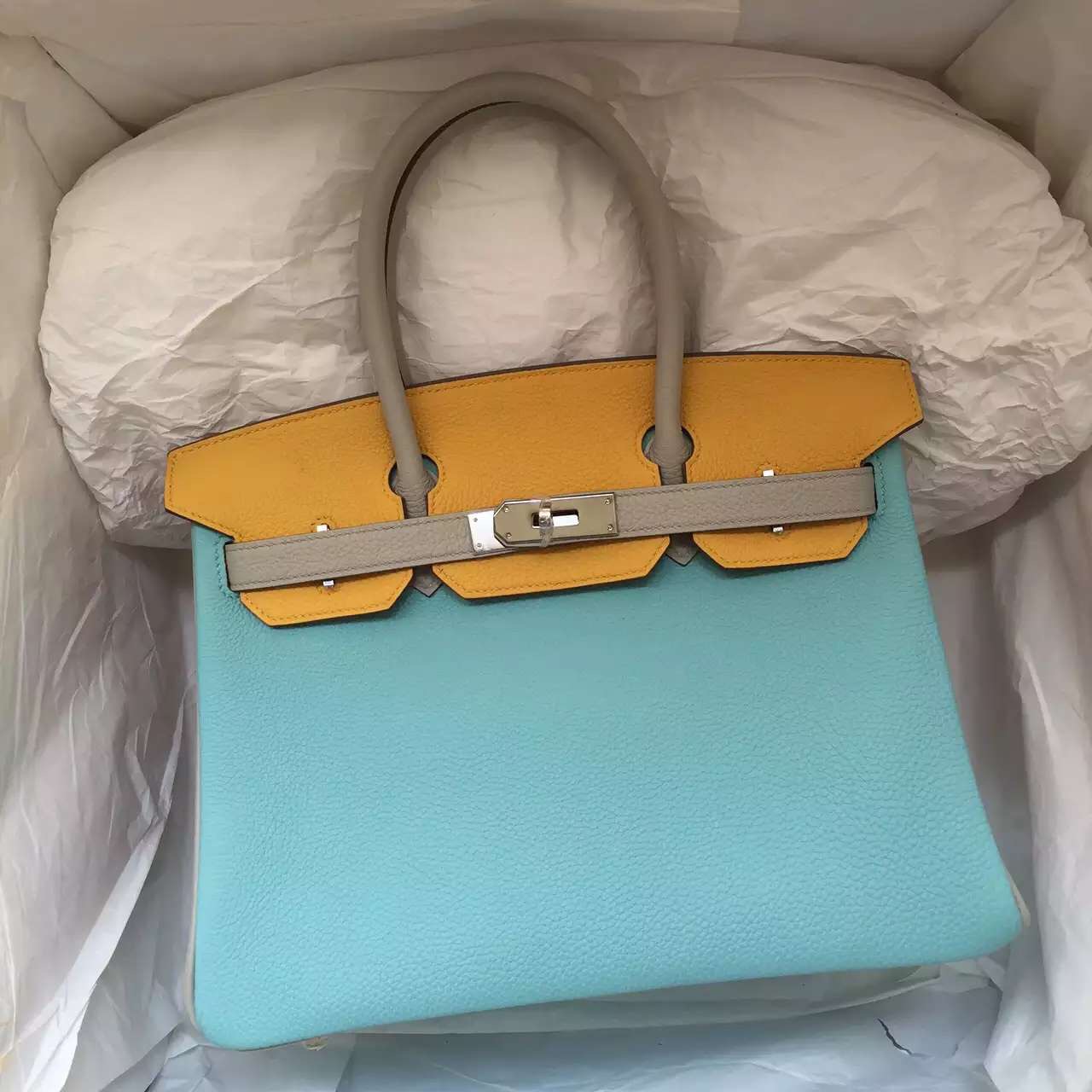 Hand Stitching Hermes Three Colors Birkin Bag 30CM Fashion Women&#8217;s Handbag