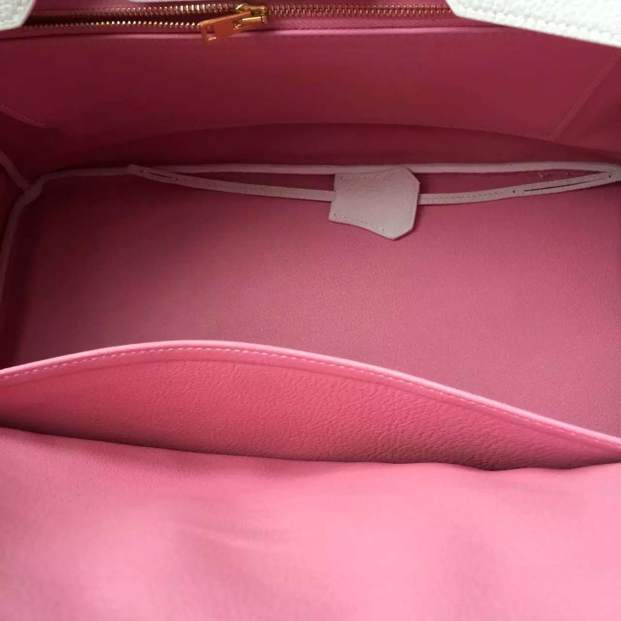 Wholesale Hermes Birkin Bag White &#038; 5P Pink inner Togo Leather Gold Hardware