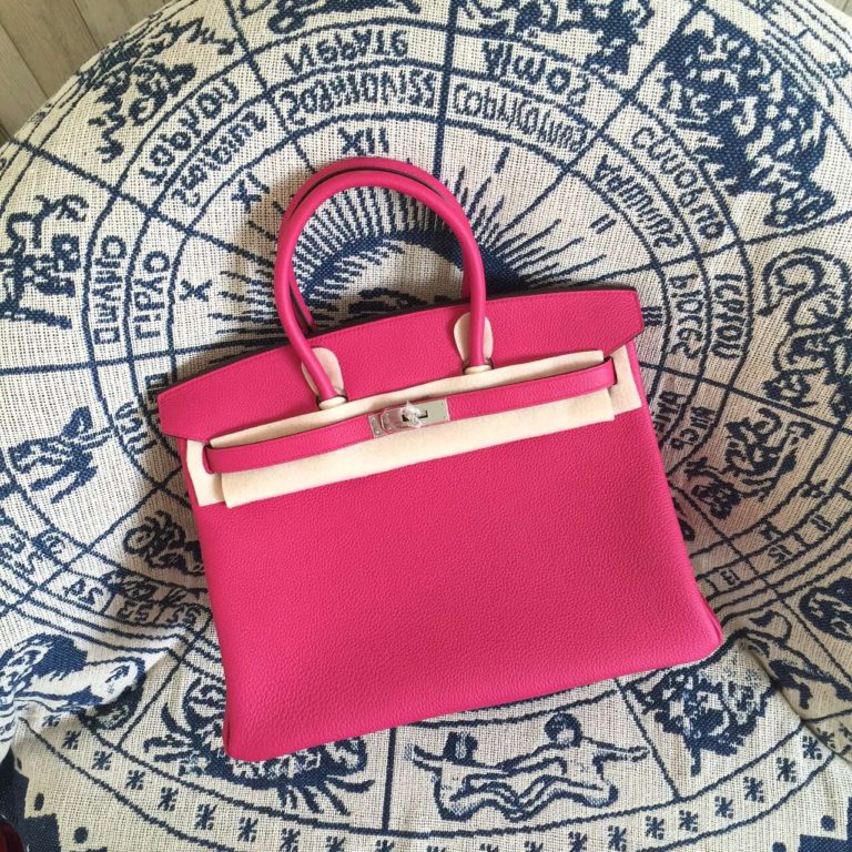 Hermes Birkin 30CM 5J Pink Togo Calfskin Leather Womens Tote Bag