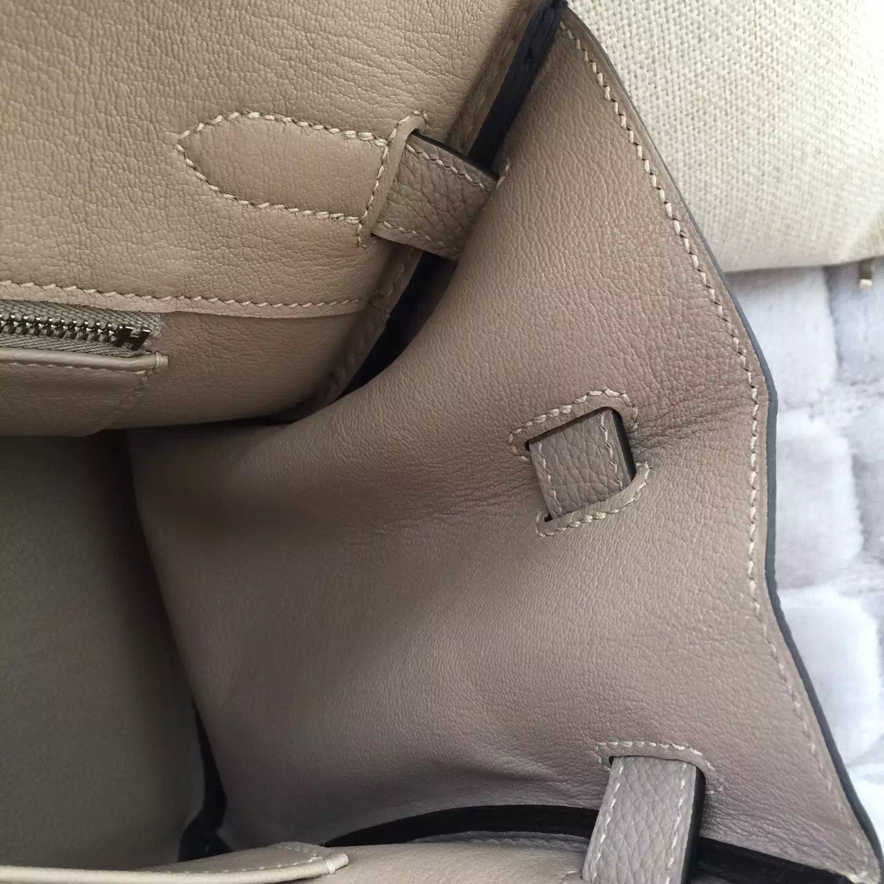 30CM Hermes Gris Tourterelle Togo Calfskin Leather Birkin Bag Silver Hardware