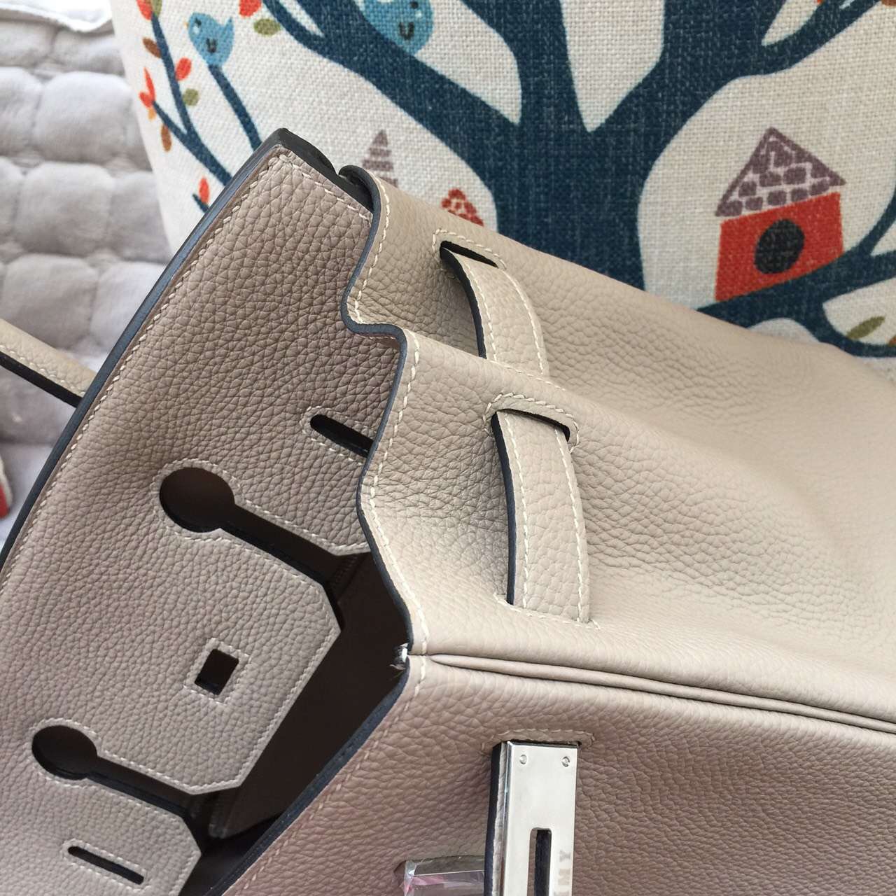 30CM Hermes Gris Tourterelle Togo Calfskin Leather Birkin Bag Silver Hardware