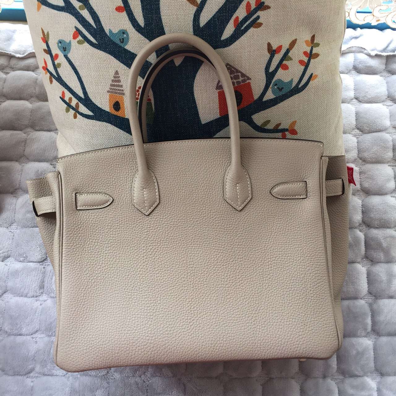 30CM Hermes Gris Tourterelle Togo Calfskin Leather Birkin Bag Silver Hardware