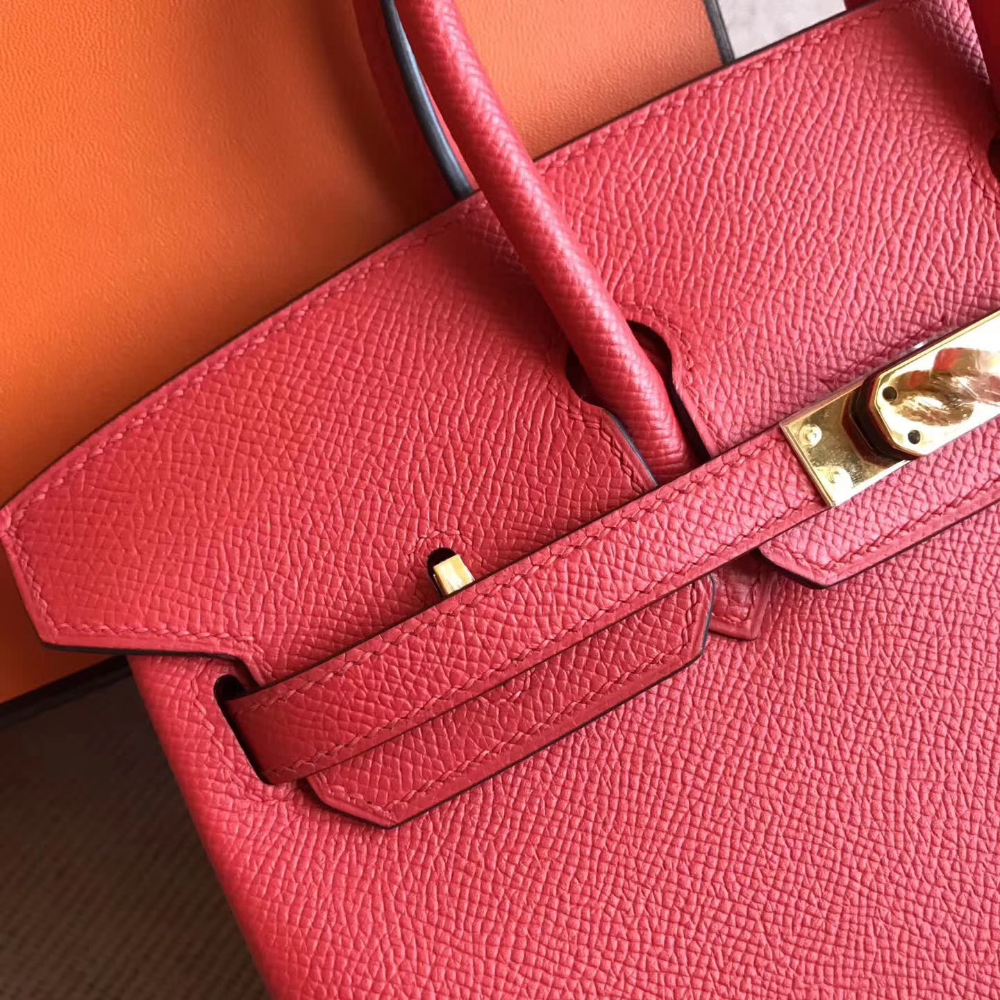 Discount Hermes S5 Tomato Red Epsom Leather Birkin Bag25cm Gold Hardware
