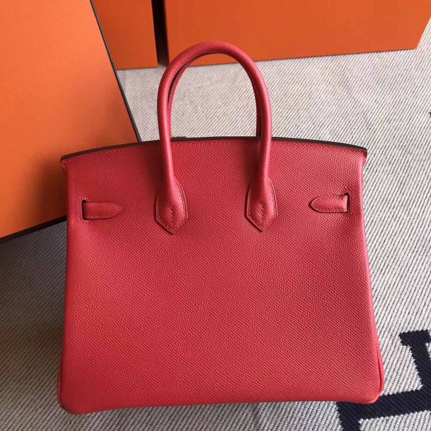 Discount Hermes S5 Tomato Red Epsom Leather Birkin Bag25cm Gold Hardware