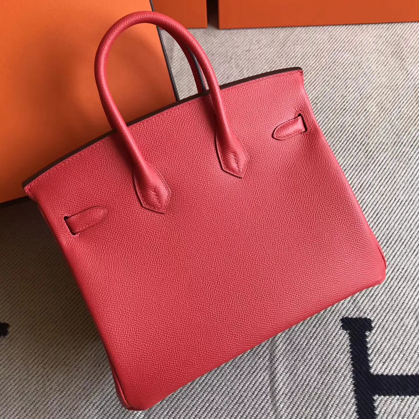 Discount Hermes S5 Tomato Red Epsom Leather Birkin Bag25cm Gold Hardware