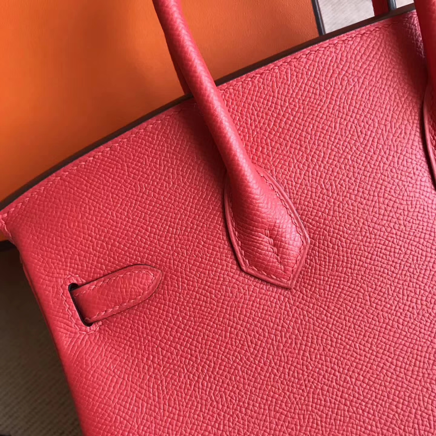 Discount Hermes S5 Tomato Red Epsom Leather Birkin Bag25cm Gold Hardware