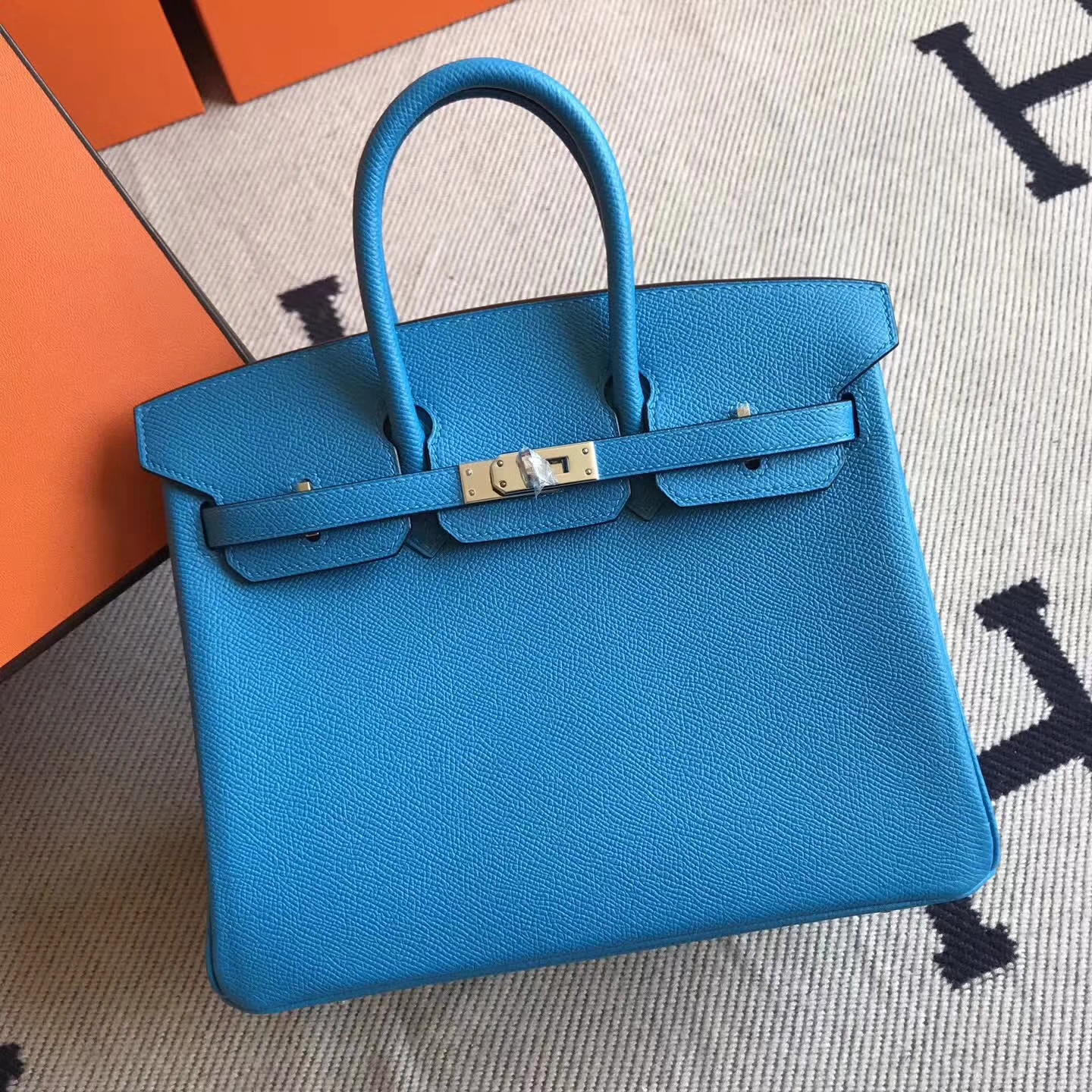 On Sale Hermes Birkin25cm Tote Bag in B3 Blue Zanzibar Epsom Leather